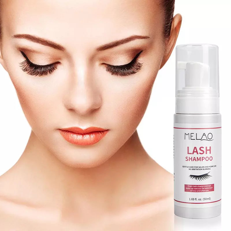 MELAO Vegan Lash Shampoo Concentrate Eyelash Foam Cosmetic Spray With Brush and Box Extension Wholesale Lashes Custom